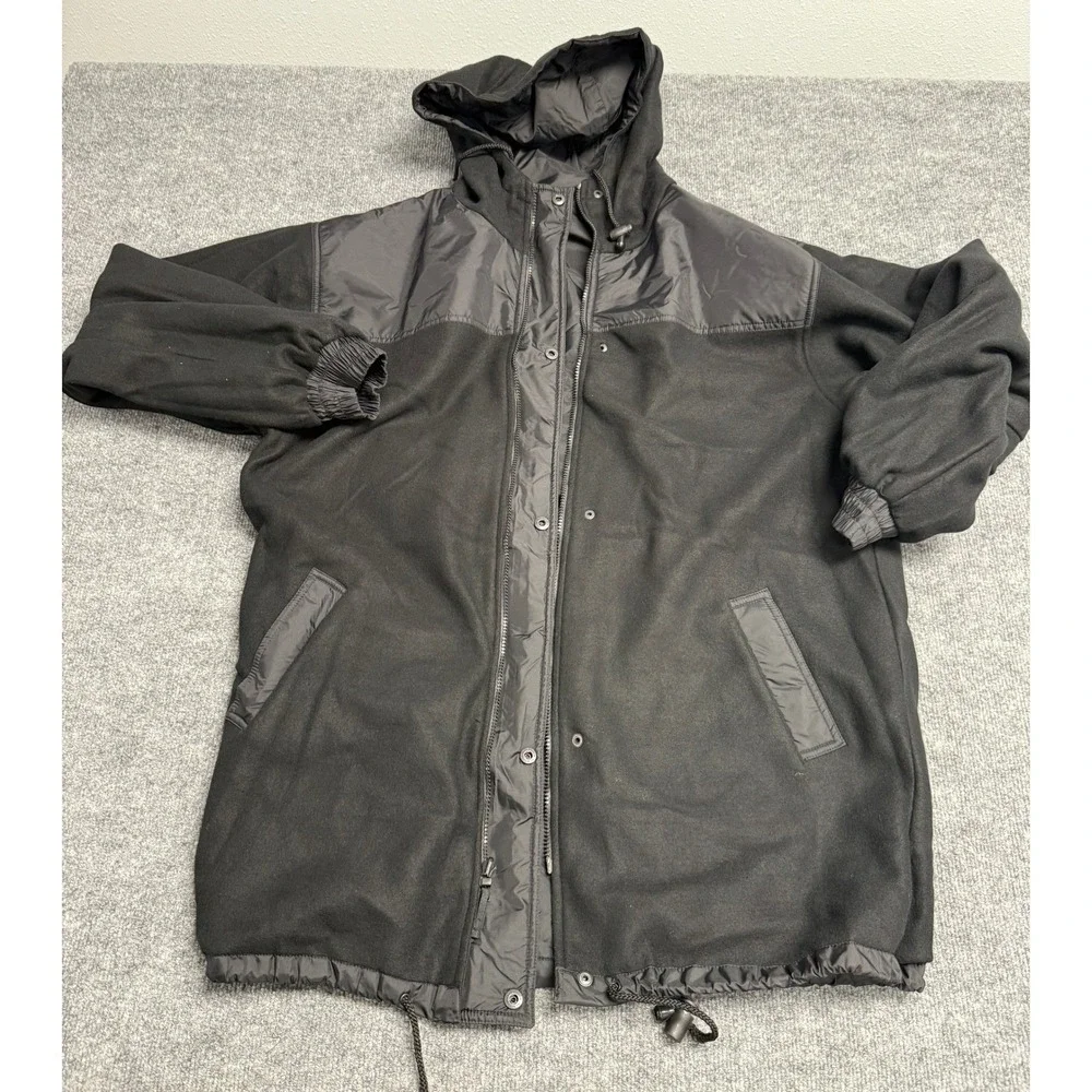 Vintage Illusion Black Reversible Waterproof Hooded Jacket Men's Size XL NEW‎